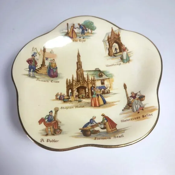 Royal Winton Pedestal Dish Grimwades England Old English Markets Bone China - Picture 2 of 9